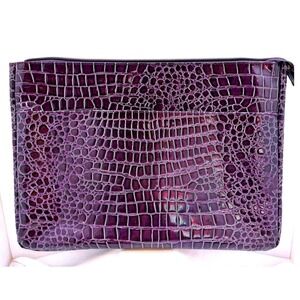 Laptop Carry Case Sleeve Faux Purple‎ Alligator Skin Zipper Closure 10"x14"